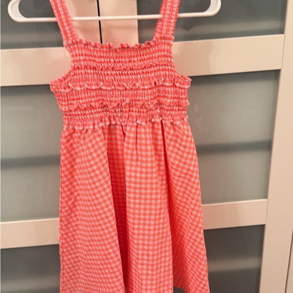 Andy & Evan Coral Pink Gingham Smocked Sundress